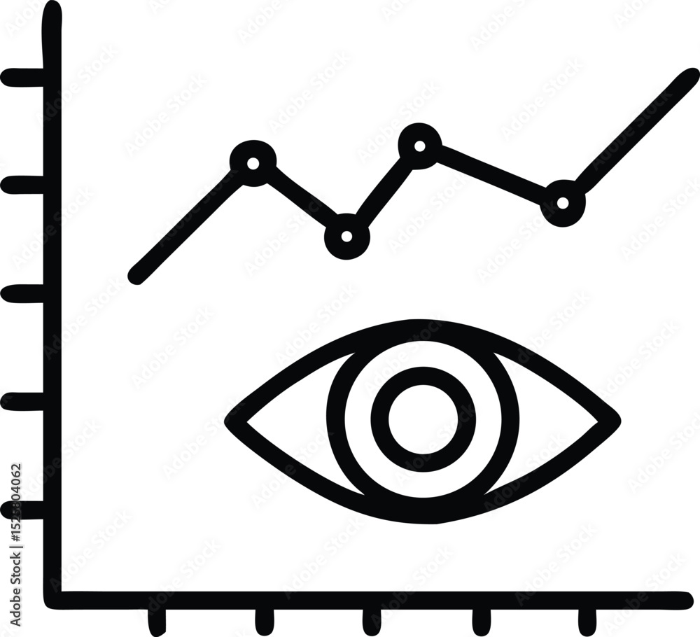 Aufkleber black silhouette design of a forecast line chart with an eye for data analysis