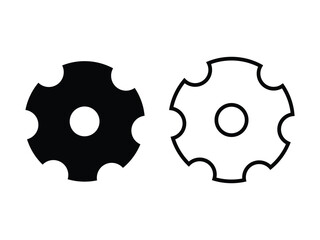 Cogwheel vector icon set. Outline cogwheel mechanism symbol, line and glyph gearwheel sign. Gear vector black icon set on white background. Vector illustration.