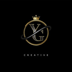 YG Luxury Creative Logo – Elegant Gold Monogram Letter mark with Crown, Circle & Royal Style for Fashion, Boutique, Jewelry, Branding & Premium Identity Design