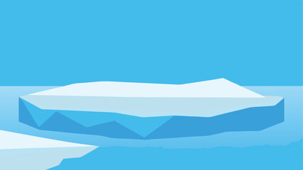 Obraz premium Minimalist illustration of an iceberg floating in the sea on a light blue background