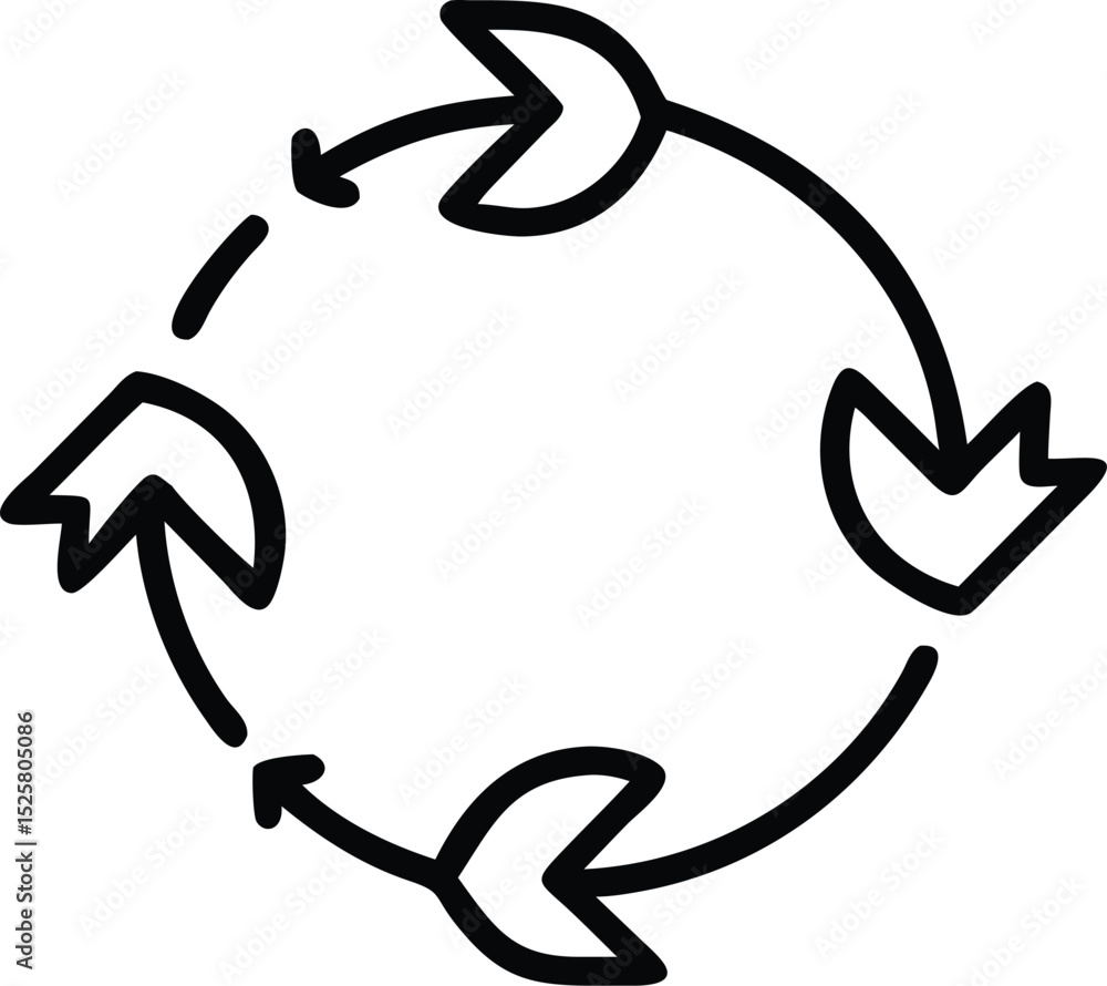 Poster black silhouette of a cycle of arrows in loop design for multiple applications