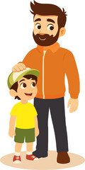 Father in jacket and son with hat Illustration