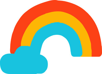 Bright Rainbow with Cloud in Fun Colorful Style
