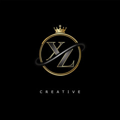 XZ Luxury Creative Logo – Elegant Gold Monogram Letter mark with Crown, Circle & Royal Style for Fashion, Boutique, Jewelry, Branding & Premium Identity Design
