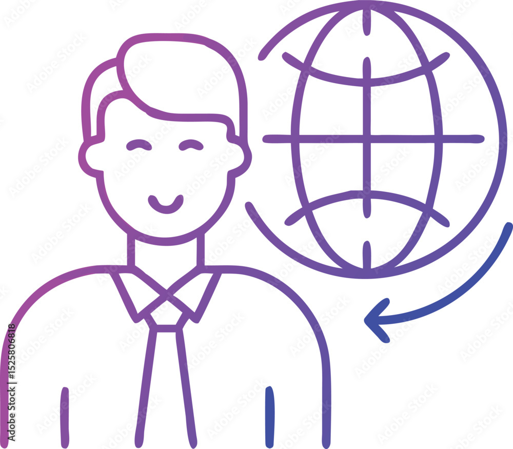 Poster businessperson with global connection icon with transparency for design projects