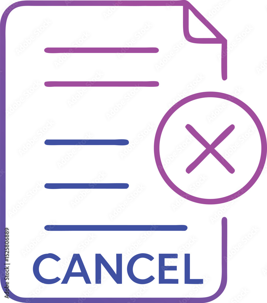 Poster cancel icon illustration with neon style and transparency for design projects
