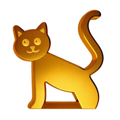 Cat silhouette vector 3d  |. Golden cat icon 3d | Modern cat icon | Arched tail cat silhouette icon | Standing cat vector icon 