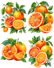 fresh orange slice watercolor painting for citrus kitchen theme