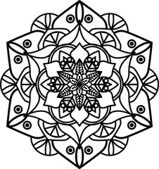Mandala. Vintage Round Ornament Pattern. Stylized Ornamental Flower. Decorative element for any kind of design. Coloring book.