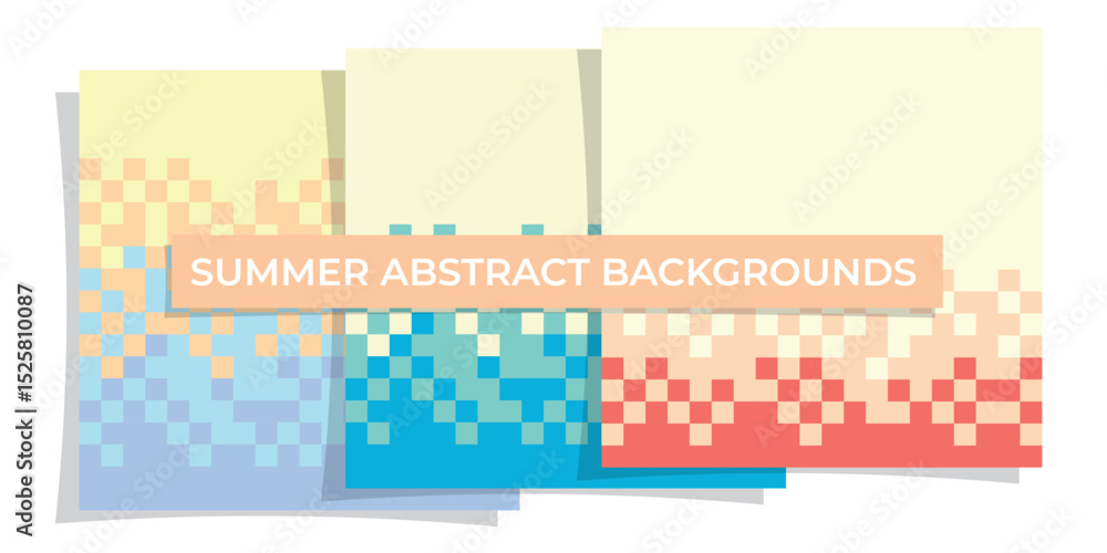 Poster abstract background with squares, a set of abstract backgrounds in pixel style, abstract geometric p