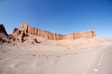 San Pedro de Atacama, Chile. Rock formations in the Valley of the Moon, located in the Atacama Desert.