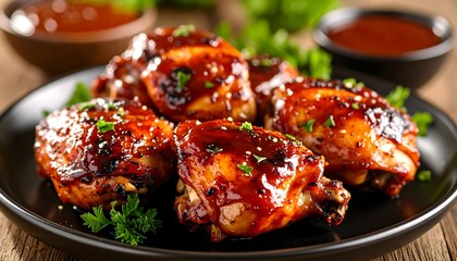 BBQ chicken thighs on a plate