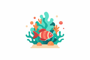 coral reef fish ecosystem icon