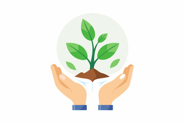 hands holding plant growth icon