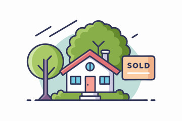 Fototapeta premium sold stamp house transaction icon