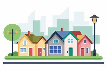 Fototapeta premium suburban street houses view
