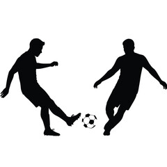 Soccer player silhouette. Vector of silhouette set of soccer player kicking the ball © Erna Wardani