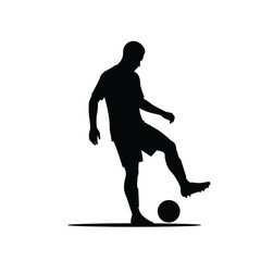 Soccer player silhouette. Vector of silhouette set of soccer player kicking the ball