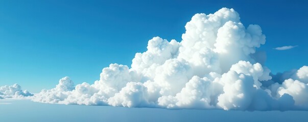 Thick, billowing white clouds against a deep blue sky, summer, blue, atmosphere