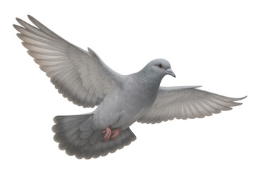 White dove flying, wings spread wide, symbolizing peace and freedom against clean transparent backdrop, ideal for graphic design