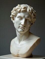 A abstract stoic marble sculpture, statue, bust of a ancient roman, greek person portraying stoicism.
