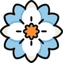 Winter Wildflower Mix Icon – Black Design on White Background for Microstock Sites