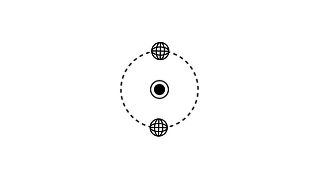 The earth revolves around the sun, Orbiting the planet's stars.cyclic animation of the earth rotating around its axis. change of seasons. winter Ecological planet Circle of life. Looped 4k video