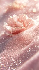 Fototapeta premium Delicate Pink Rose, Sparkling Fabric