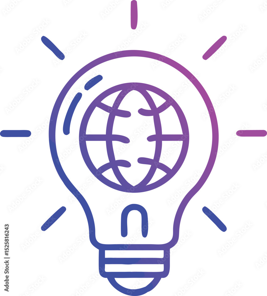 Poster global ideas conceptualized within an illuminating light bulb gradient design