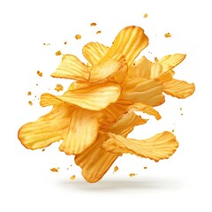 Fototapeta premium an AI Image Generator, Crispy Potato Chips Flying in Air with Crumb