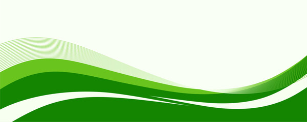 Abstract White and Green wave wide background 