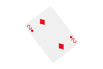 Two of Diamonds Playing Card on Green Table