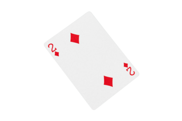 Two of Diamonds Playing Card on Green Table