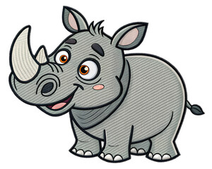 Fototapeta premium rhino cartoon coloring page
