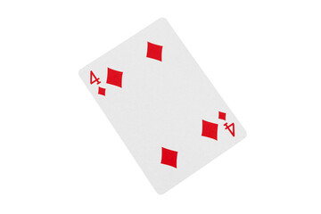 Four of Diamonds Playing Card on Green Table