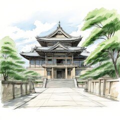 the AI Image Generator, Traditional Japanese Temple Surrounded by Trees