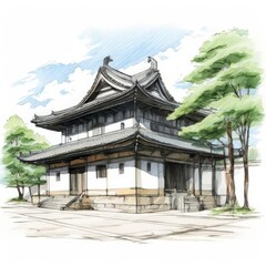 the AI Image Generator, Traditional Japanese Temple Surrounded by Trees