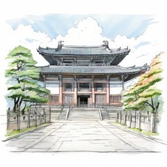 the AI Image Generator, Traditional Japanese Temple Surrounded by Trees
