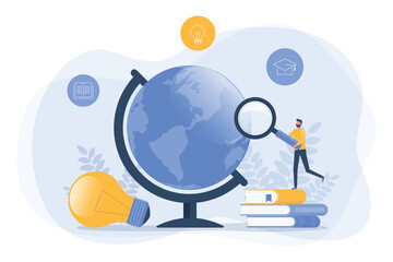business research analysis. online education and E-learning concept. flat vector illustration