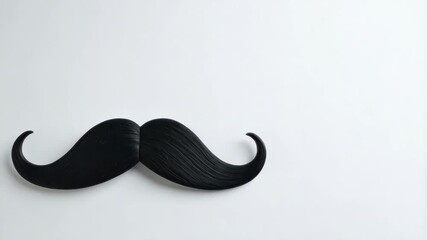 Classic black fake mustache resting on a simple white background, creating a whimsical and playful composition with a blank space. - Powered by Adobe