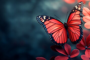 Fototapeta premium Majestic red butterfly in a garden