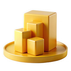 Fototapeta premium Abstract 3d render of golden cubes on a circular platform isolated on transparent background