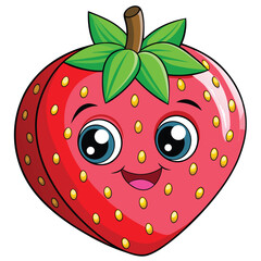 Obraz premium Adorable cartoon strawberry with happy face illustration