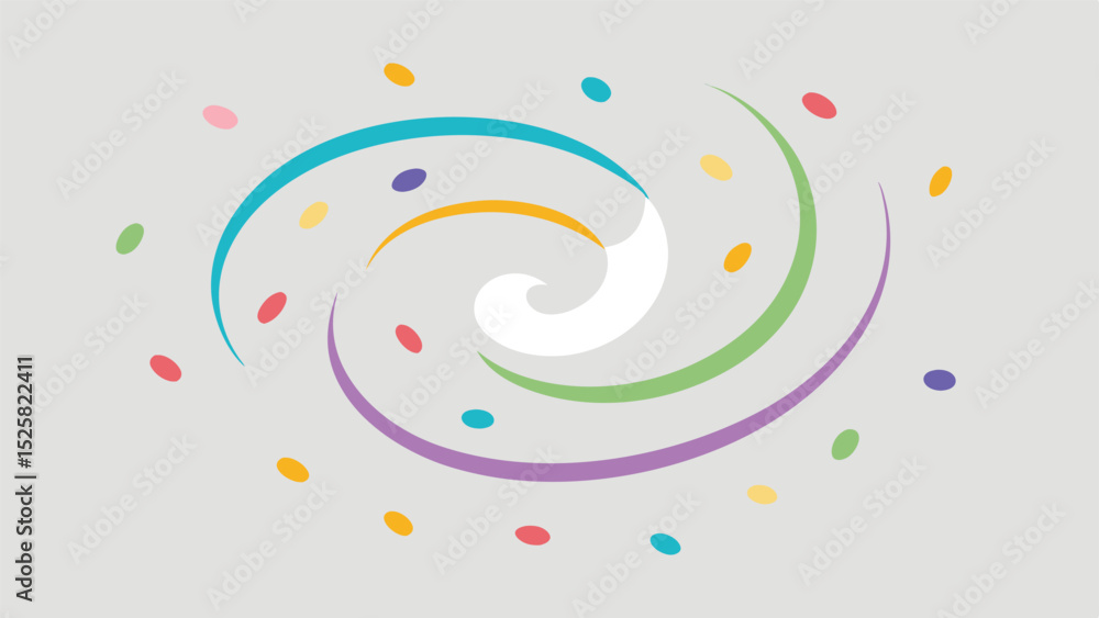 Poster abstract swirl design with colorful shapes and transparent background ideal for projects
