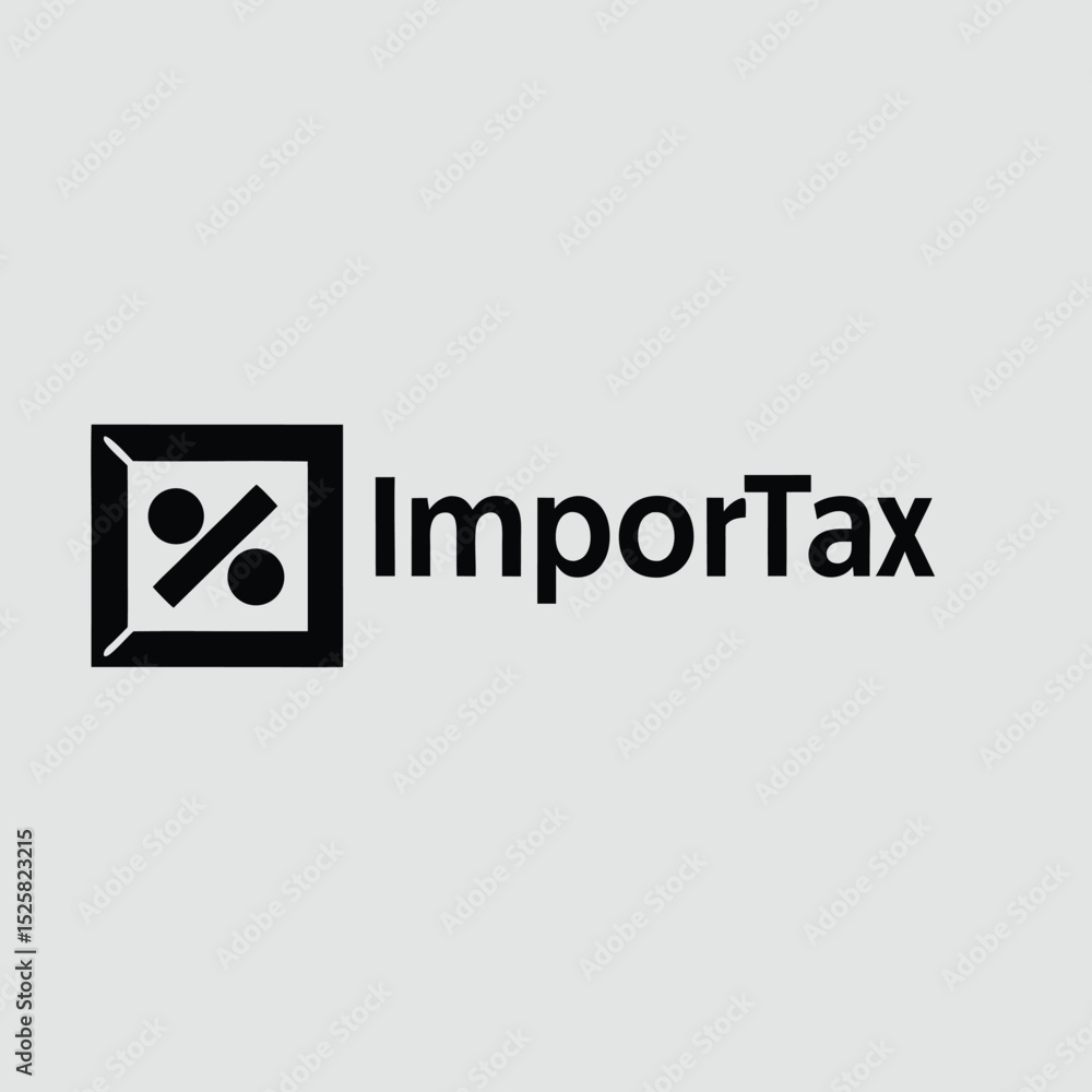 Poster modern importax logo design with percentage and geometric elements on transparent background