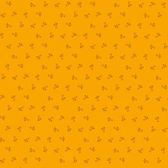 Country style Cute tiny flowers summer autumn pattern Dark yellow background Fabric print Wallpapers Gift wrap Card design