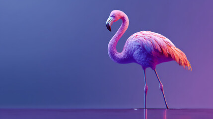 flamingo animal illustration with simple 3d background