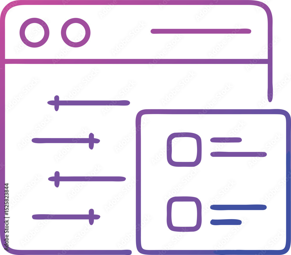 Poster neon gradient user interface icon illustrating settings and options menu