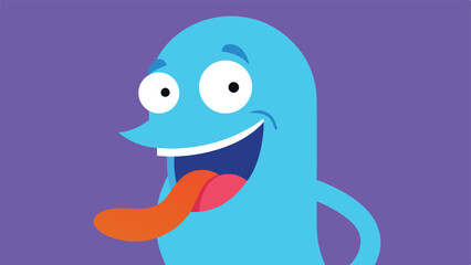 Fototapeta premium Cartoon character with tongue out and big smile on transparent background for designs