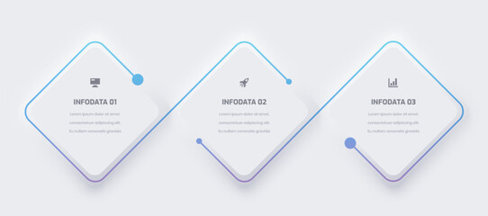 Business Neumorphic Infographic Presentation with Gradient Color Rhombus Label 3 Option and Icon